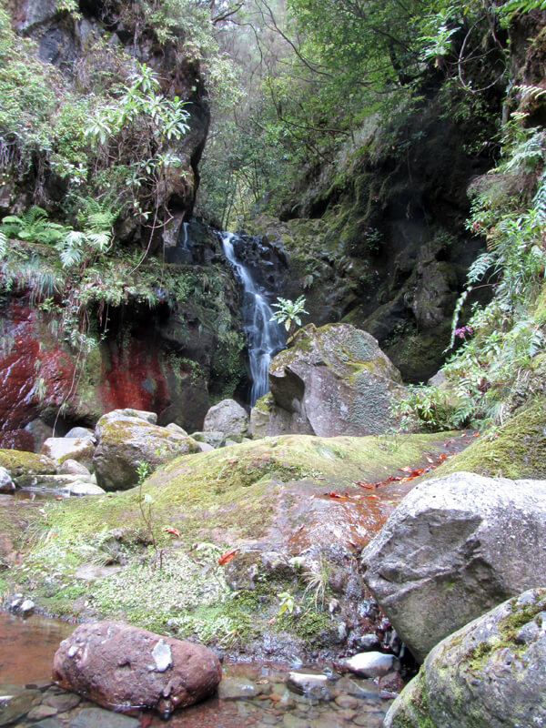 Wasserfall im Tal Ribeira dos Cedros