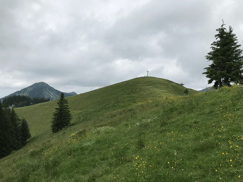 Der unbewaldete Rosskopf mit Gipfelkreuz